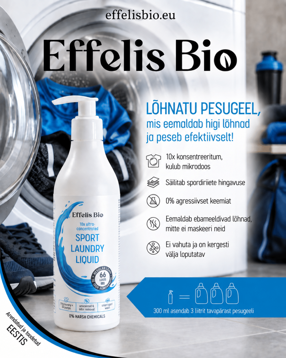 Lõhnatu spordiriiete pesugeel SPORT 300ml