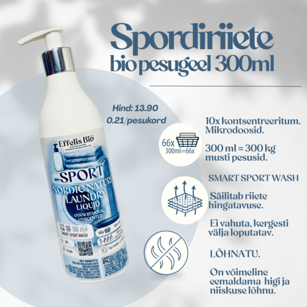 Effelis Bio pesugeel Sport, lõhnatu pesugeel Effelis Bio pesugeel Sport