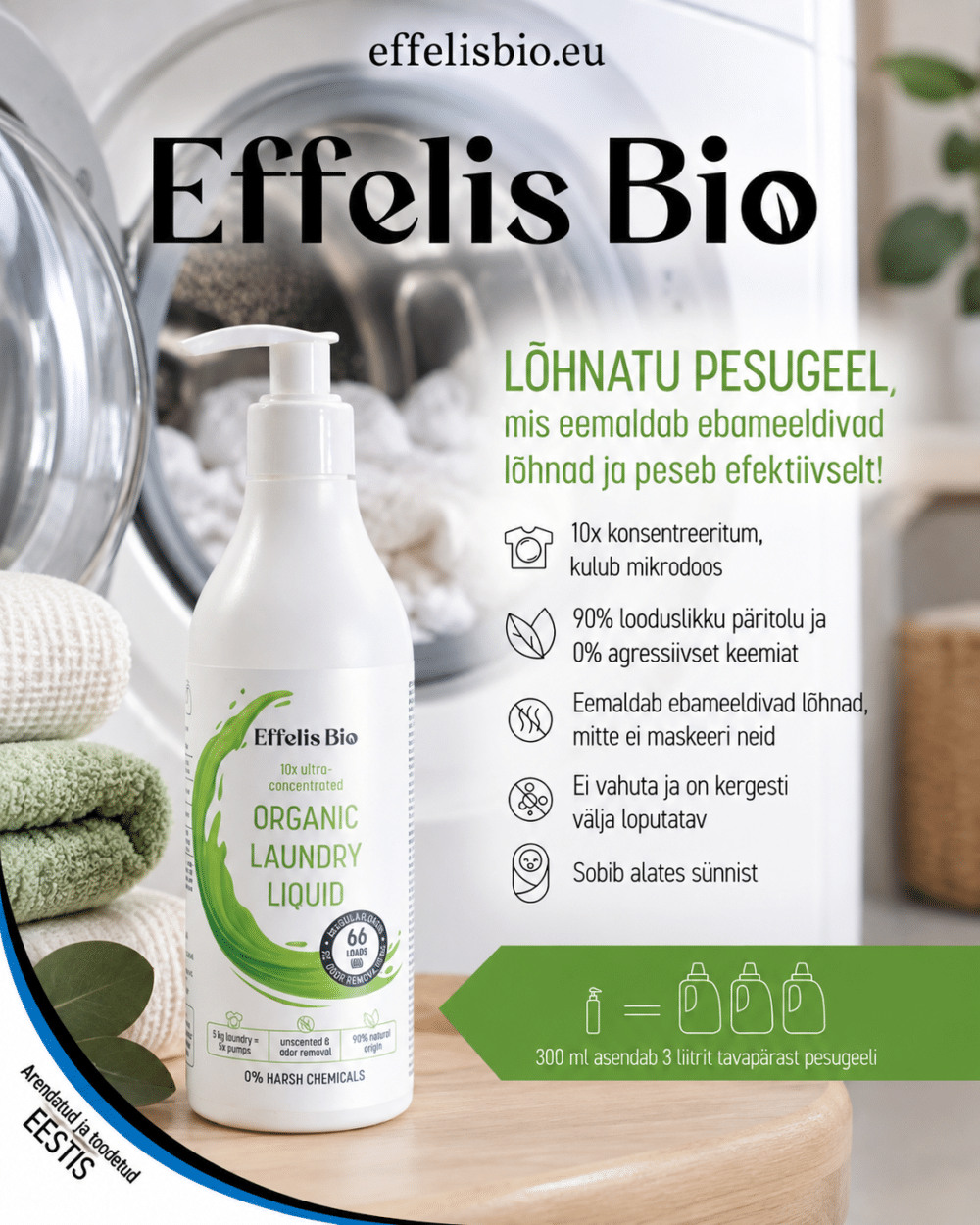 Lõhnatu orgaaniline pesugeel 300ml