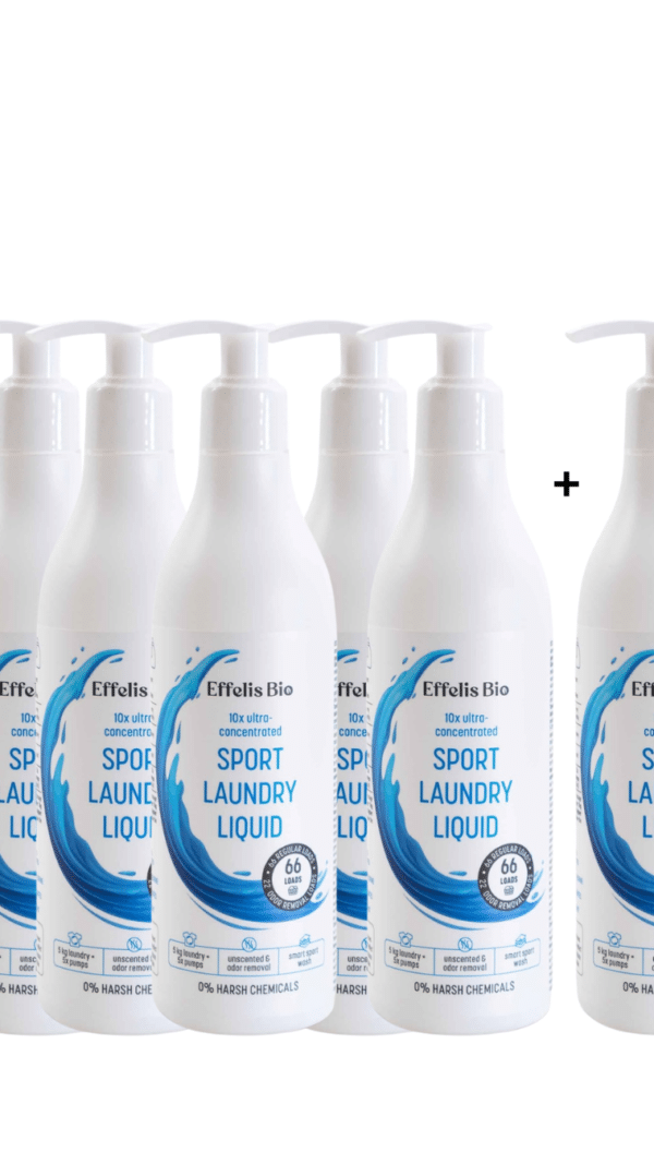 Effelis Bio sport 5+1 Lõhnatu spordiriiete pesugeel SPORT 300ml 5+1 tasuta